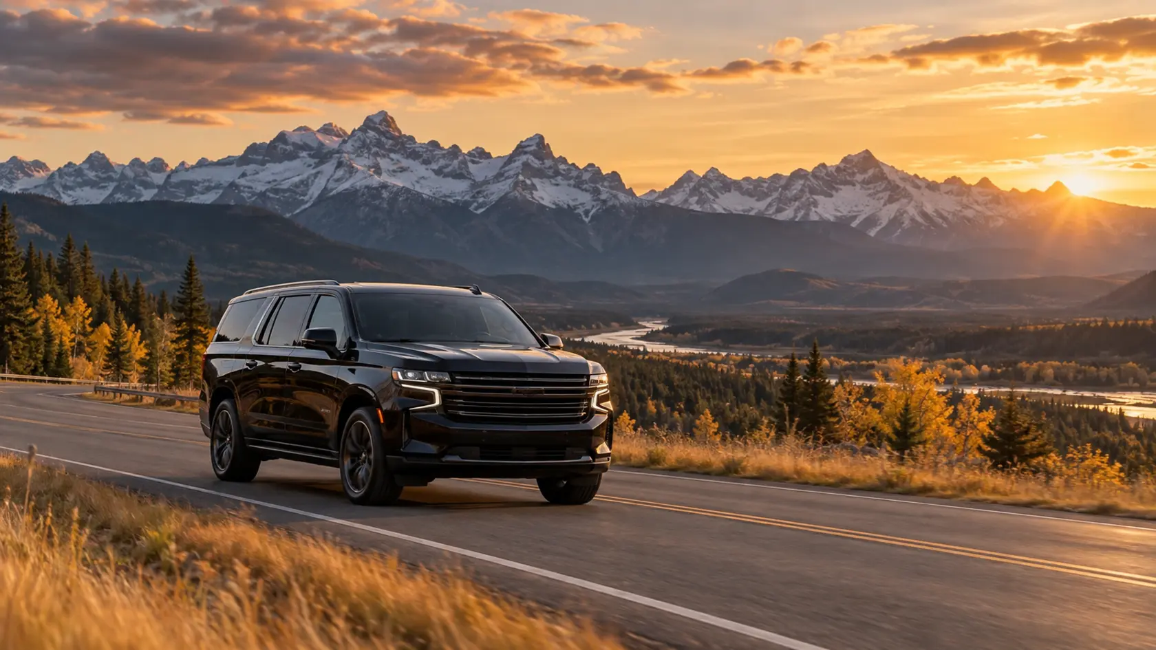 Private SUV transportation toward the Rockies